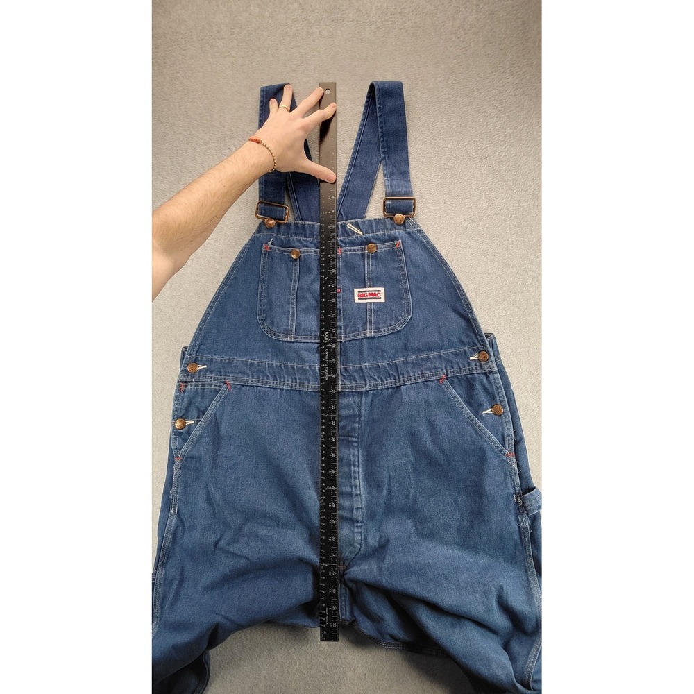 Big Mac VTG‎ Mens Denim Bib Overalls Blue Made in USA W42 L30 Carpenter Utility - Picture 5 of 16